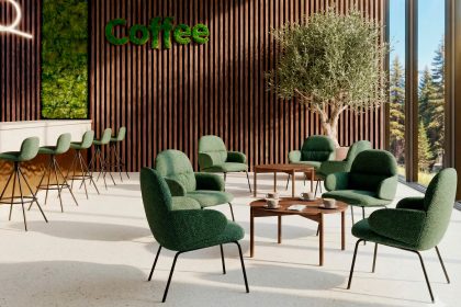 Recepción hotel con modelo de silla PLIER