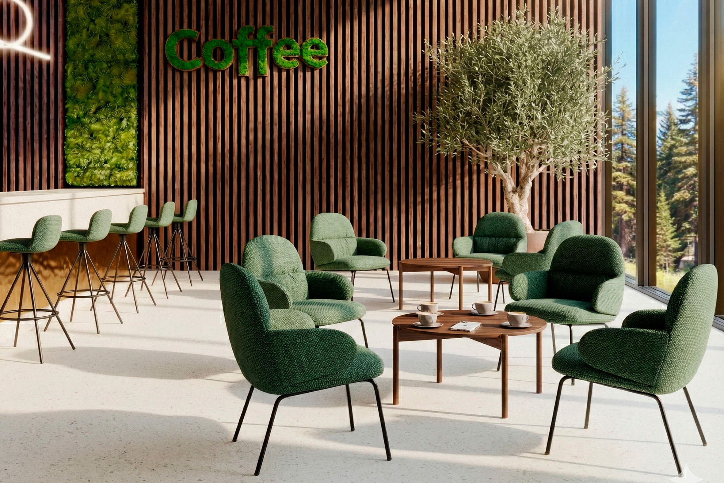 Recepción hotel con modelo de silla PLIER